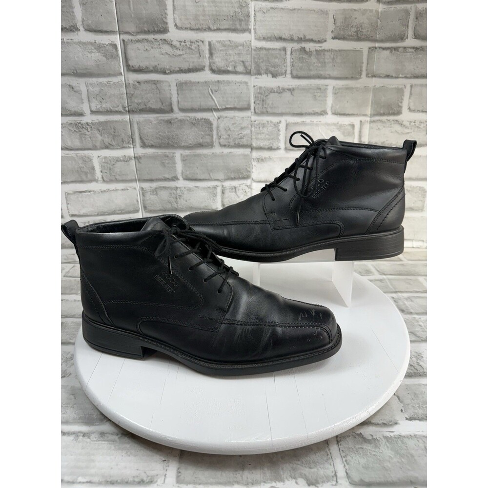 Ecco Gore-Tex Leather Chukka Ankle Boots Lace Up Black Men's EU 45 US 11/11.5